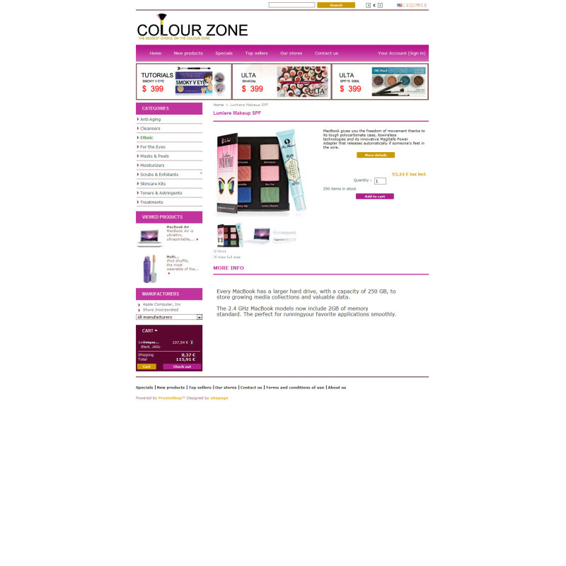 ✅ Colour Zone шаблон PrestaShop: 1.4.3.0