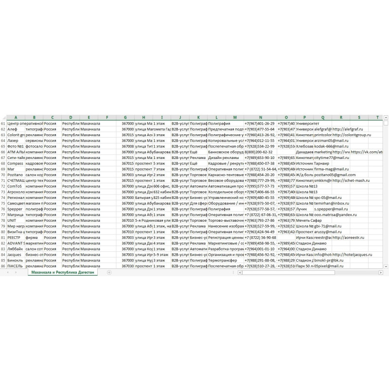 ✅ База Компаний Махачкалы и Республики Дагестан 10150 записей